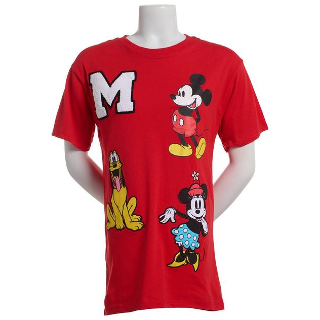 Juniors Freeze Mickey Embroidered Chenille Boyfriend Graphic Tee