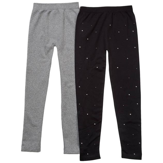 Girls (7-16) Star Ride® 2pk. Cozy Rhinestone/Marled Leggings