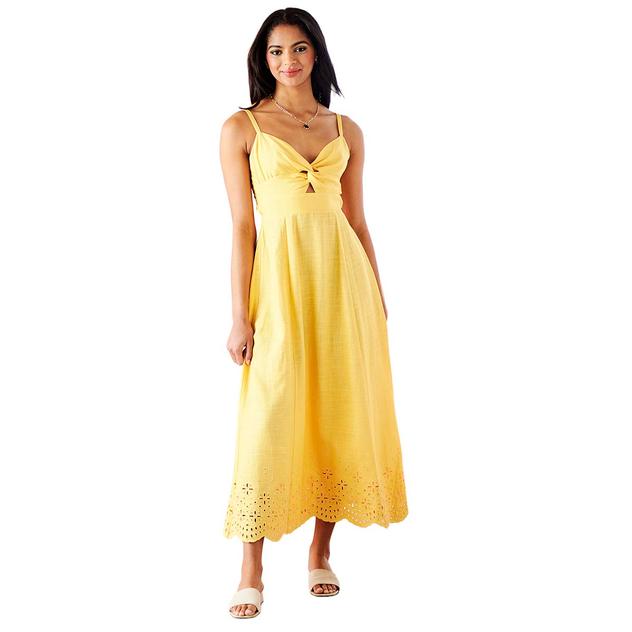 Womens MSK Sleeveless Embroidered Eyelet Cut Out Midi Dress
