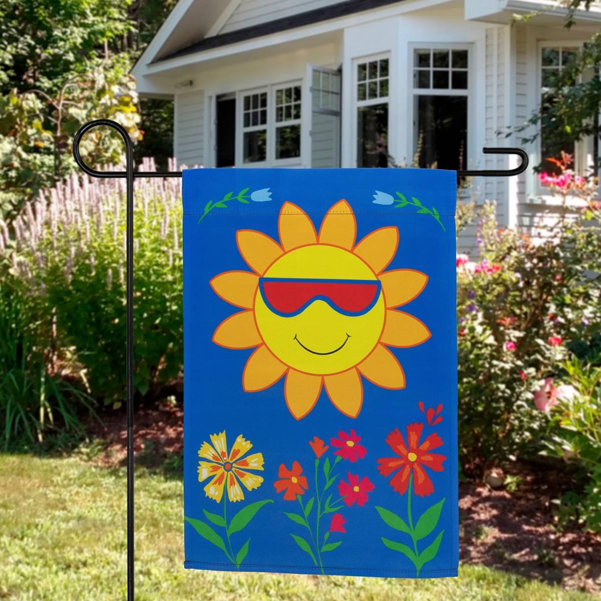 Northlight Seasonal Smiling Sun Floral Outdoor Garden Flag