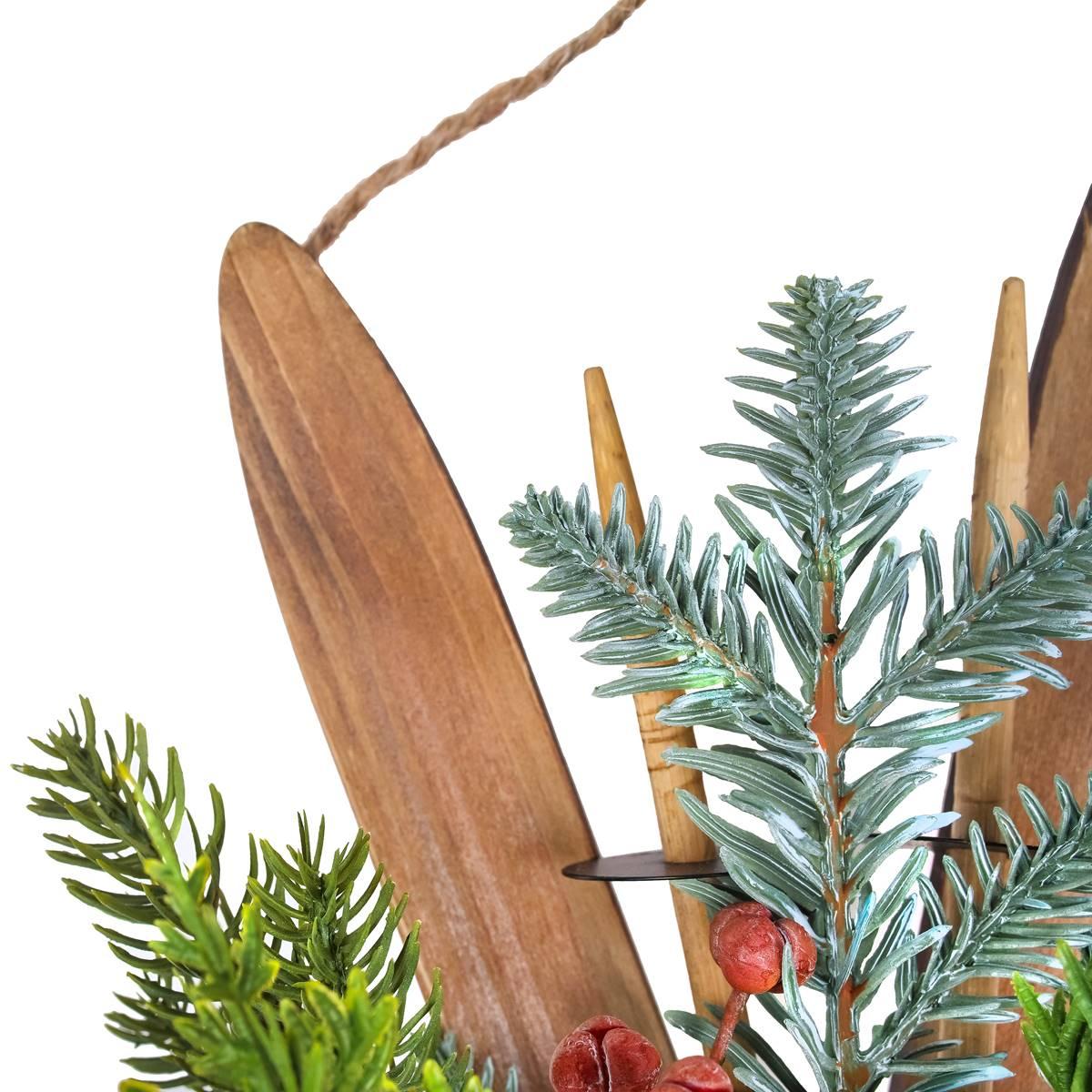 National Tree 17in. Holiday Skis Floral Wall Hanging Décor
