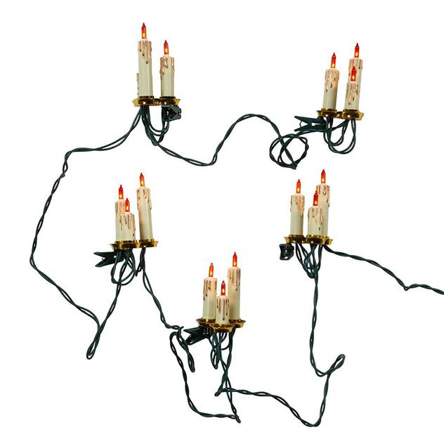 Kurt S. Adler 15-Light White Triple Candle Set w/ Amber Bulbs