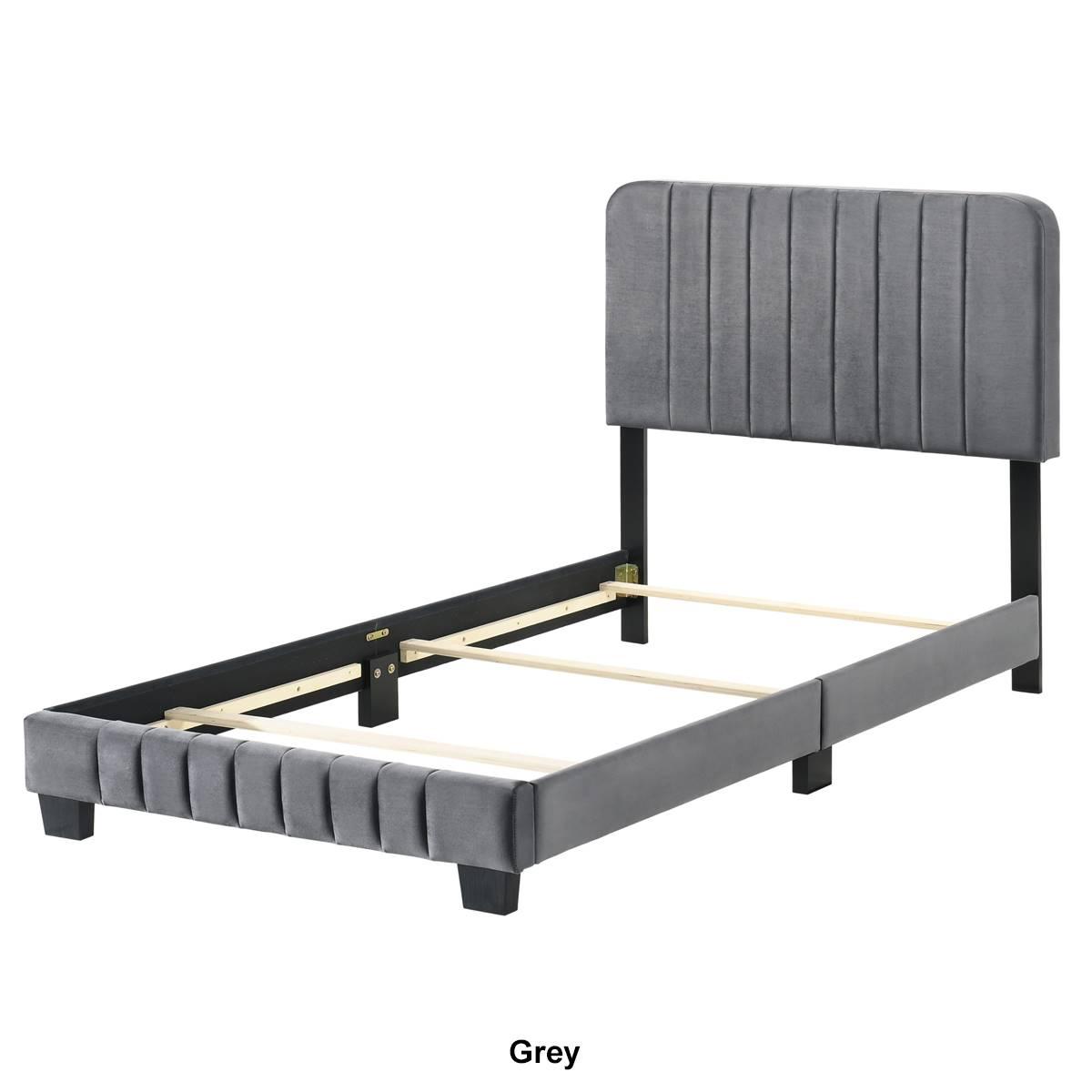 Passion Furniture Lodi Velvet Upholstered Tufted Bed Frame - Twin