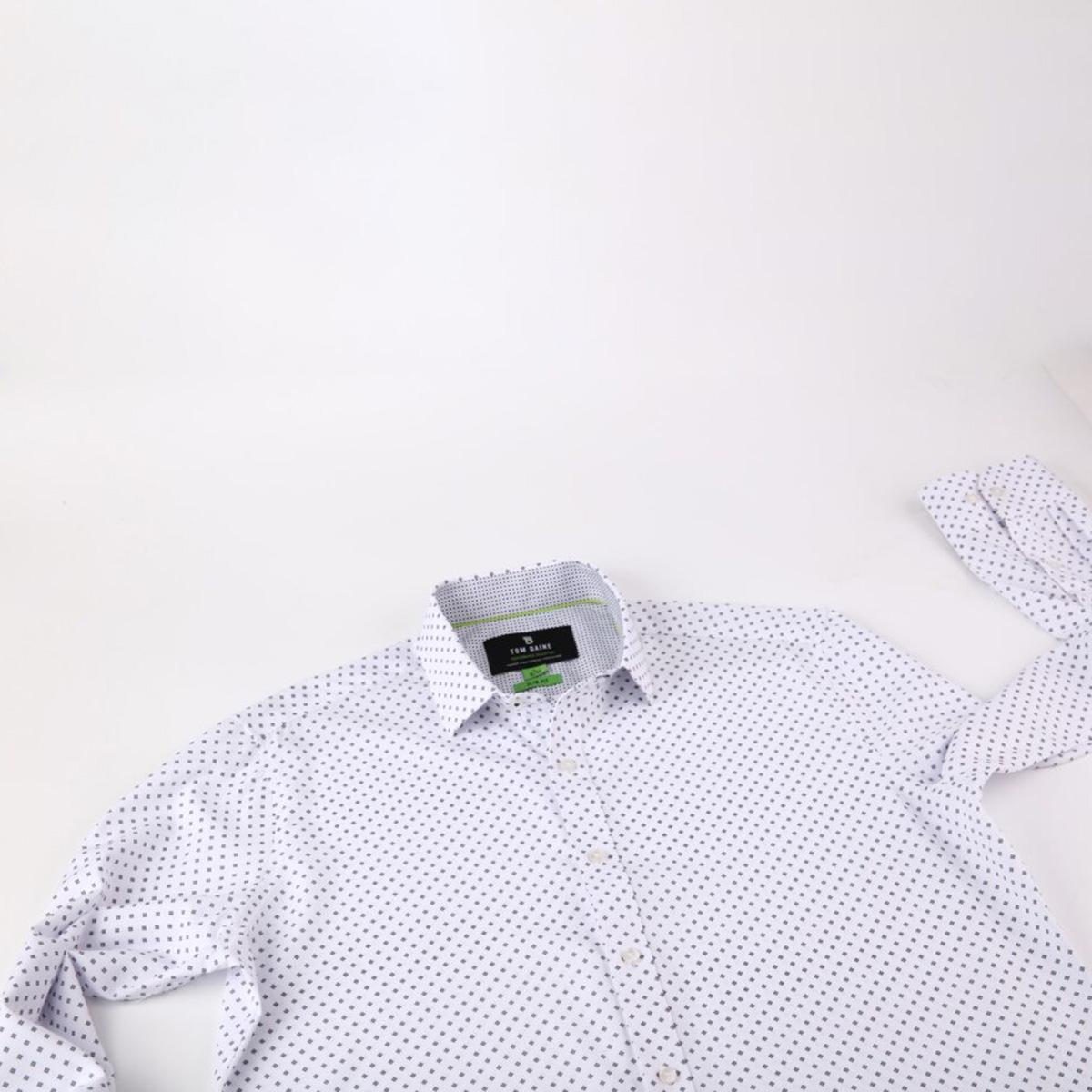 Mens Tom Baine Slim Fit Performance Diamond Dress Shirt - White