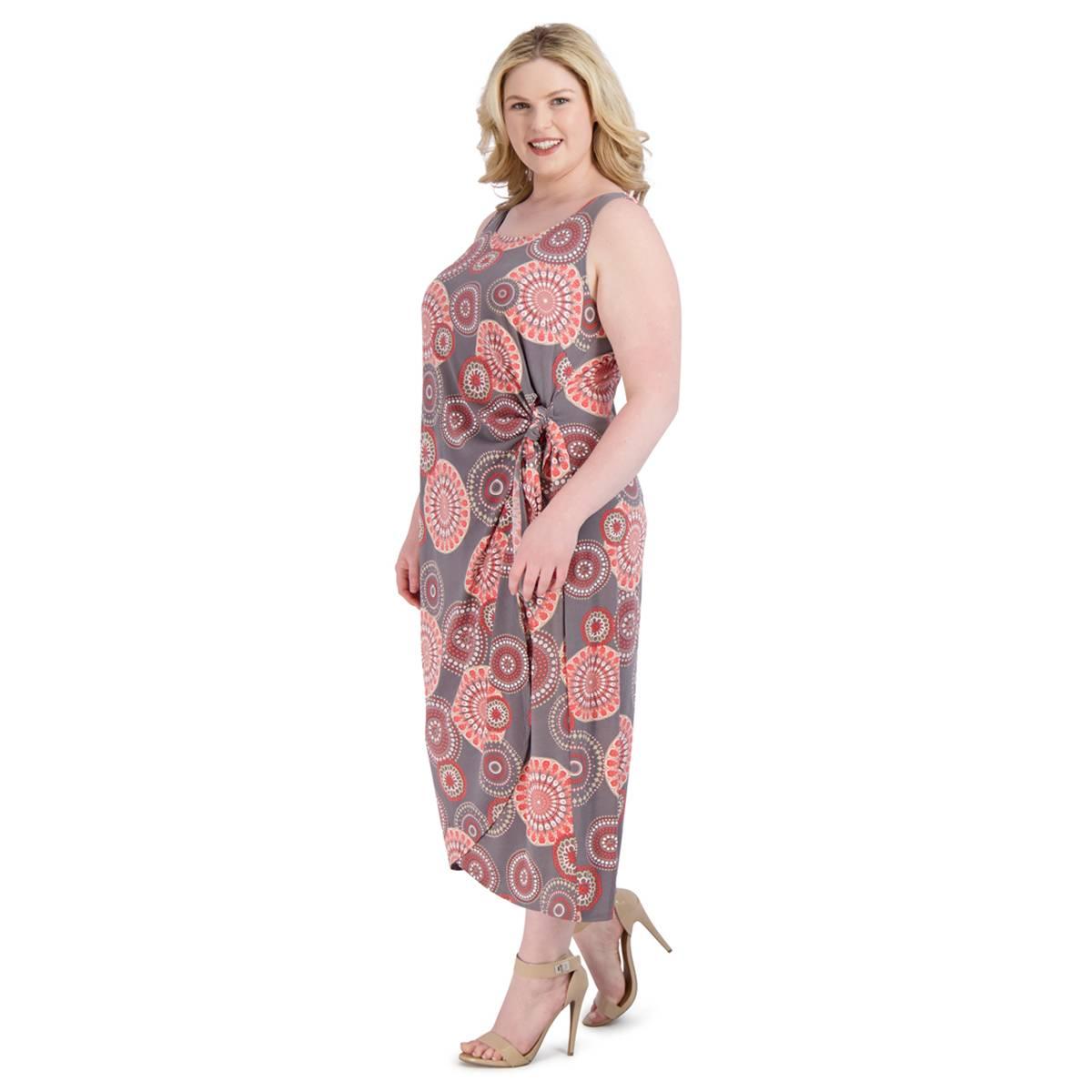 Plus Size Robbie Bee Sleeveless Medallion Sarong Midi Dress