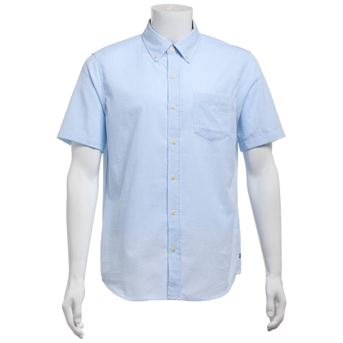 Mens Chaps Seersucker Plaid Button Down Shirt - Beach Blue