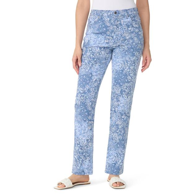 Womens Gloria Vanderbilt Amanda Floral 5-Pocket Straight Jeans
