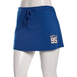 Juniors No Comment Embroidered Twill Applique Mini Skort - Blue