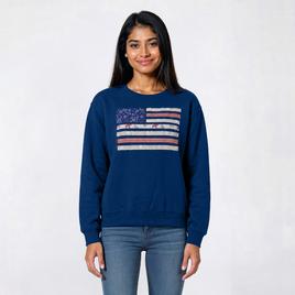 Juniors No Comment Fleece Americana Raw Edge Sweatshirt
