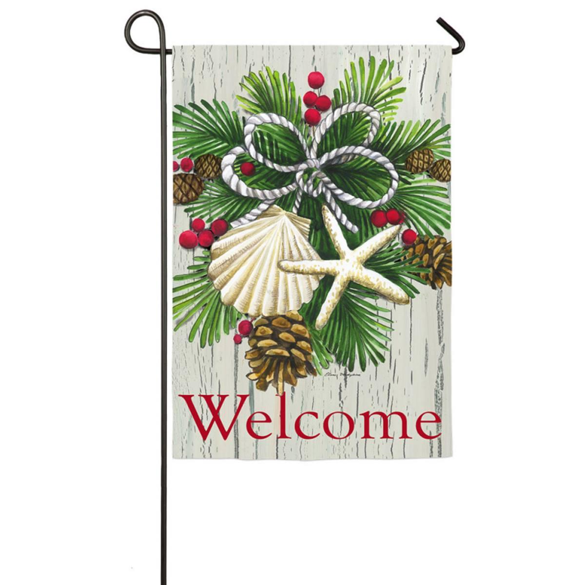 Evergreen Costal Christmas Garden Flag