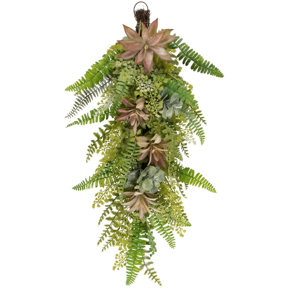 Northlight Seasonal Artificial Fern & Succulents Teardrop Swag