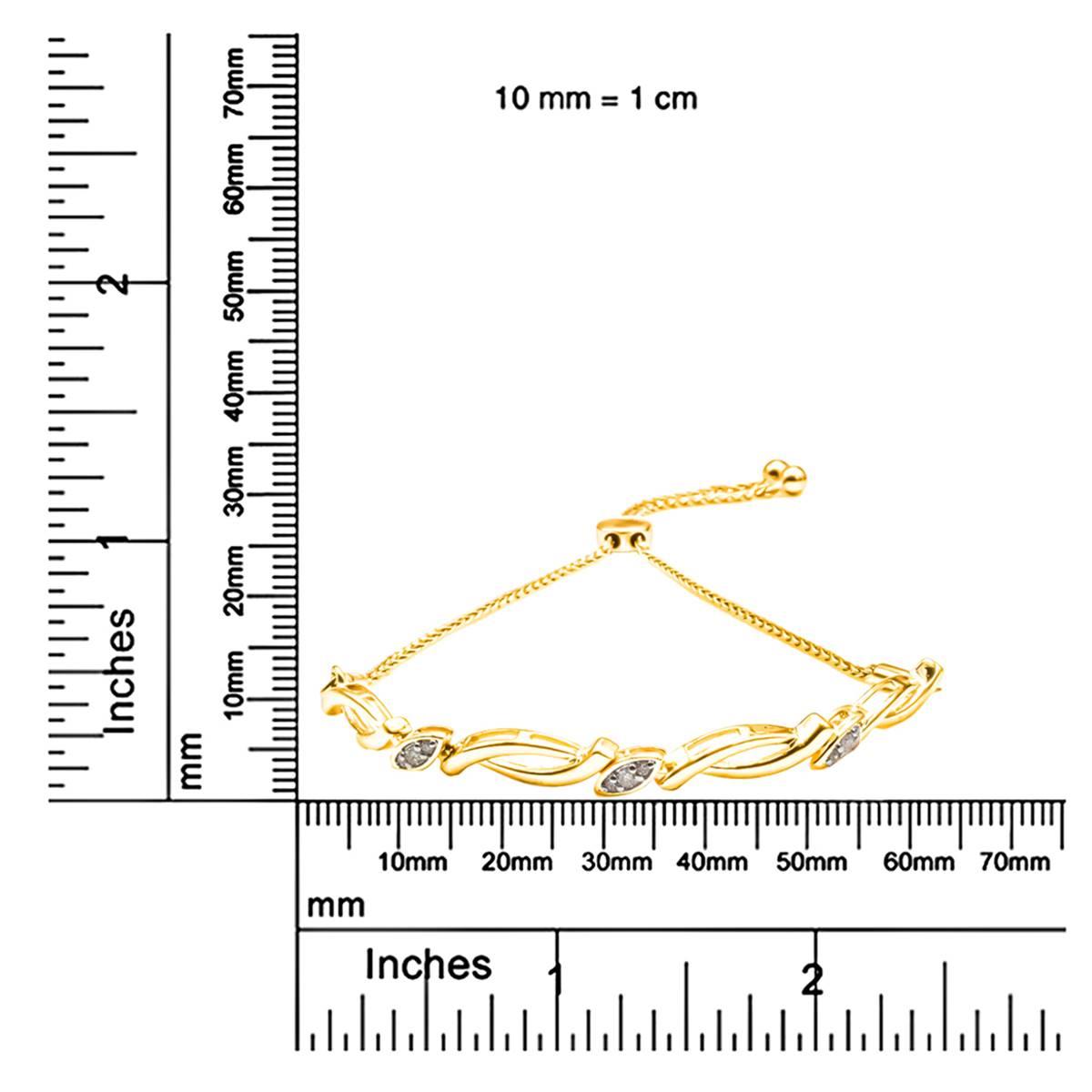 Haus of Brilliance 14kt. Yellow Gold Plated Diamond Bolo Bracelet