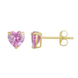 10kt. Gold 6mm Heart Shaped Cubic Zirconia Stud Earrings