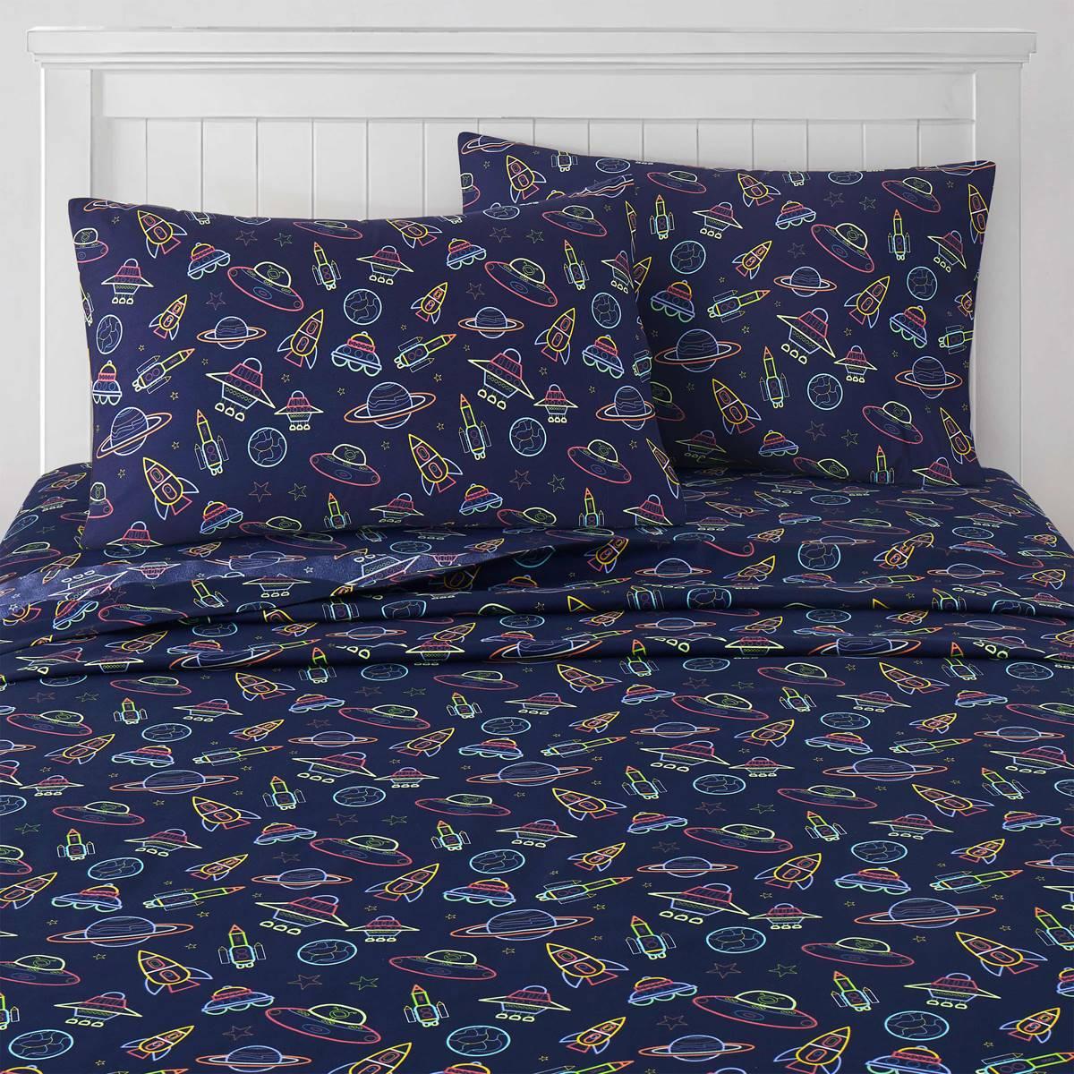 Sweet Home Collection Kids Fun & Colorful Spaceships Sheet Set