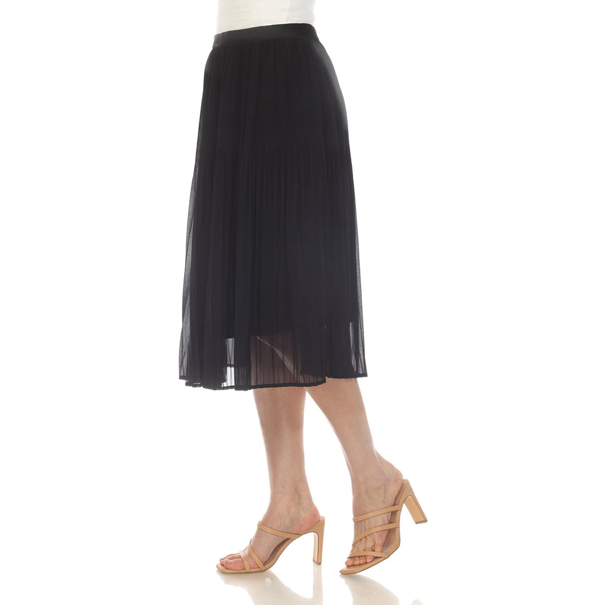 Womens White Mark Chiffon Pleated Midi Skirt