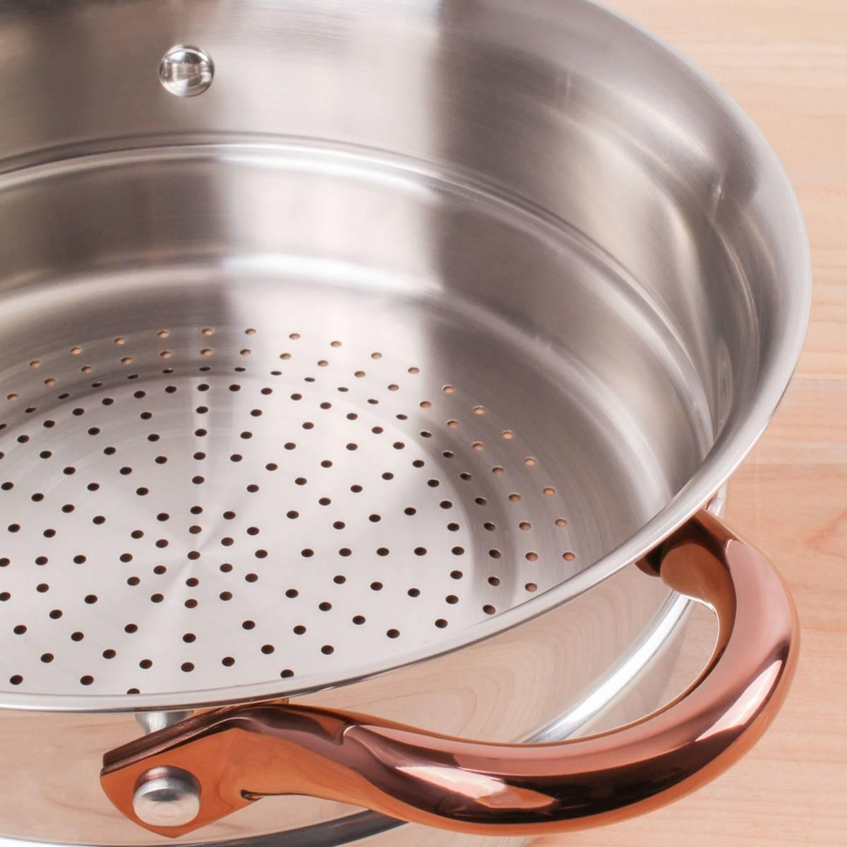 BergHOFF Ouro 18/10 Stainless Steel 3pc. Steamer Set w/ Glass Lid