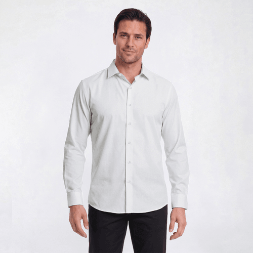Mens Bill Blass Microfiber Diamond Slim Fit Dress Shirt - White