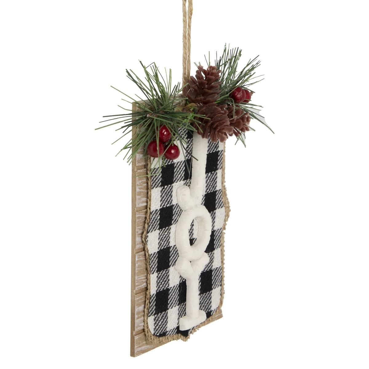 Northlight Seasonal 4.75in. Buffalo Plaid Christmas Sign Ornament