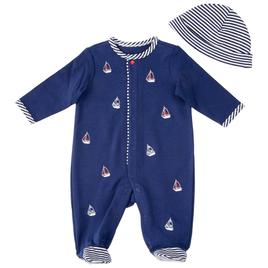 Baby Boy (NB-9M) Little Me Sailboats Footed Sleeper & Hat
