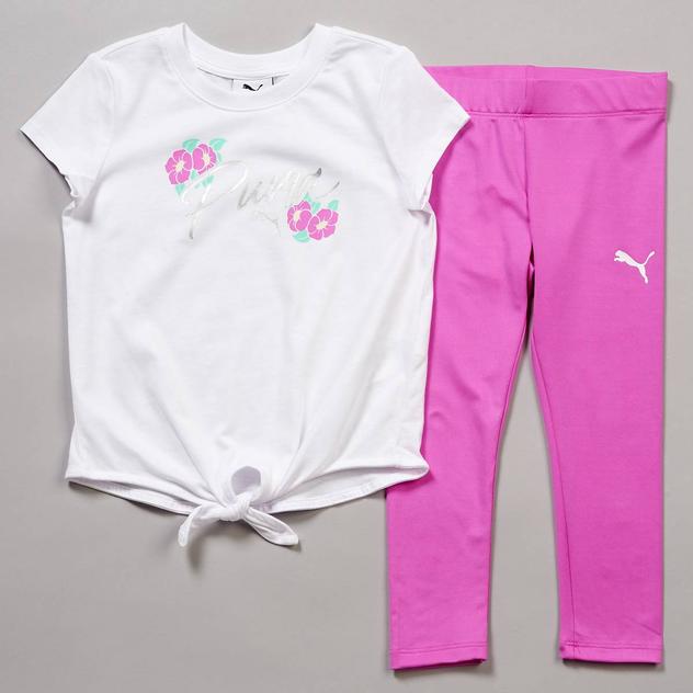 Girls (4-6x) Puma® Flower Logo Tee & Leggings Set