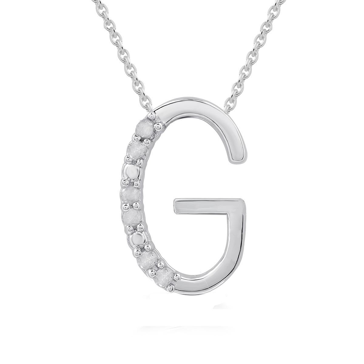 1/20cttw. Natural Diamond Sterling Silver Letter G Pendant