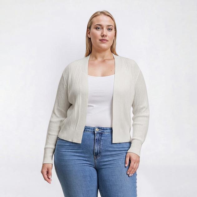Plus Size Preswick & Moore® Drop Needle Open Front Cardigan
