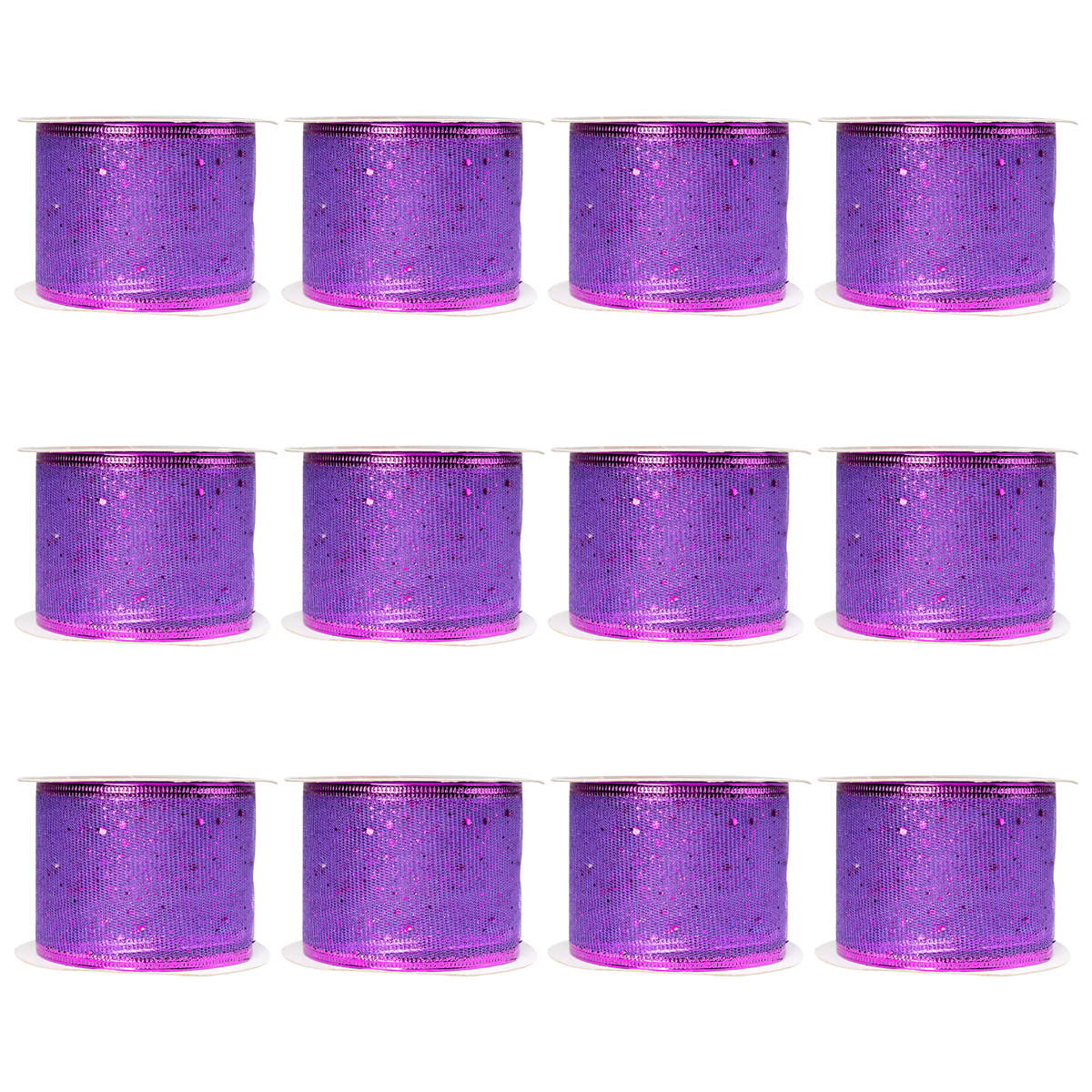 Northlight 12pk. Shimmering Purple Wired Christmas Ribbon Spools