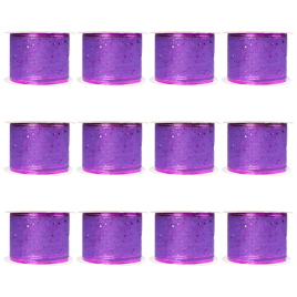 Northlight 12pk. Shimmering Purple Wired Christmas Ribbon Spools