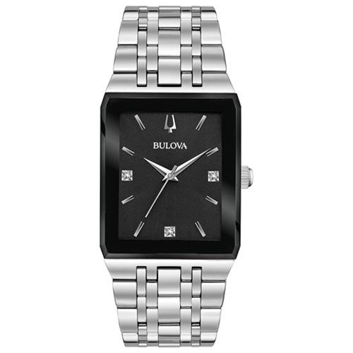 Mens Bulova Quadra Stainless Steel Bracelet Watch - 96D145