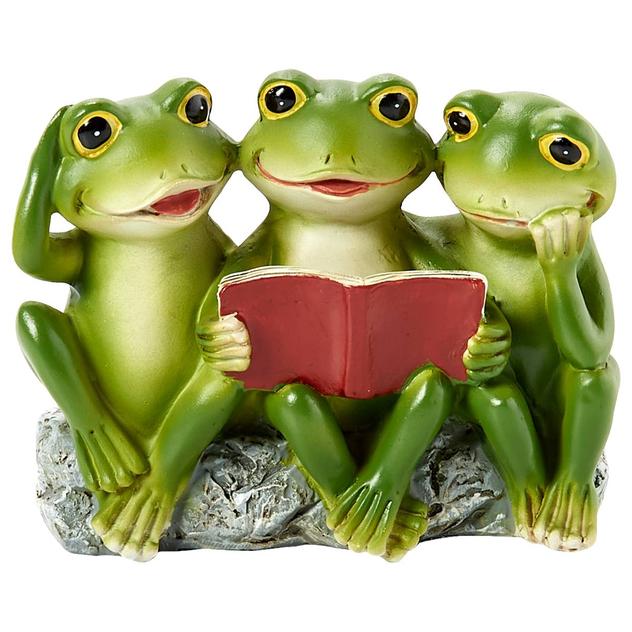 Resin Group of Frogs Reading a Book