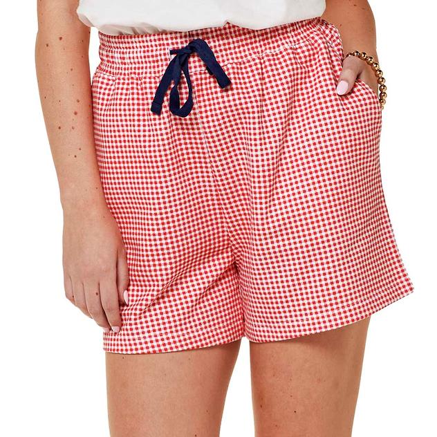 Plus Size Club 76 Gingham Drawstring French Terry Shorts