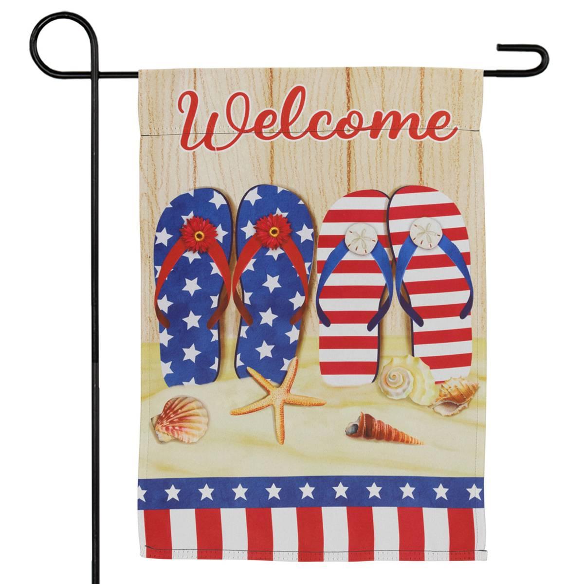 Northlight Seasonal Sandy Beach "Welcome" Patriotic Garden Flag