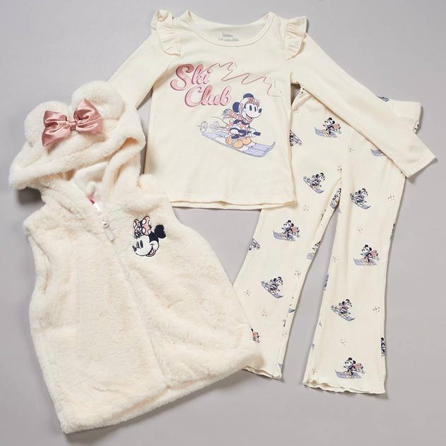 Girls (4-6x) Disney Minnie Mouse Faux Fur Vest & Ski Legging Set