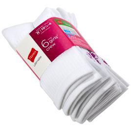 Girls Hanes(R) 6pk. Ultimate Crew Socks