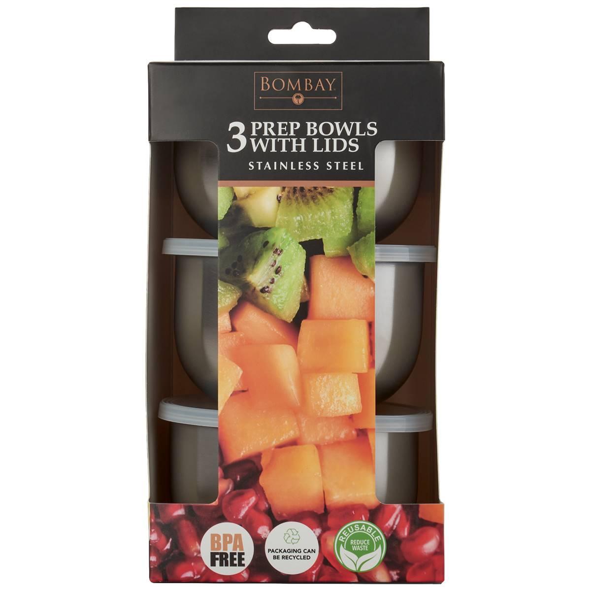 Bombay Set of 3 24oz. Prep Bowls With Lids