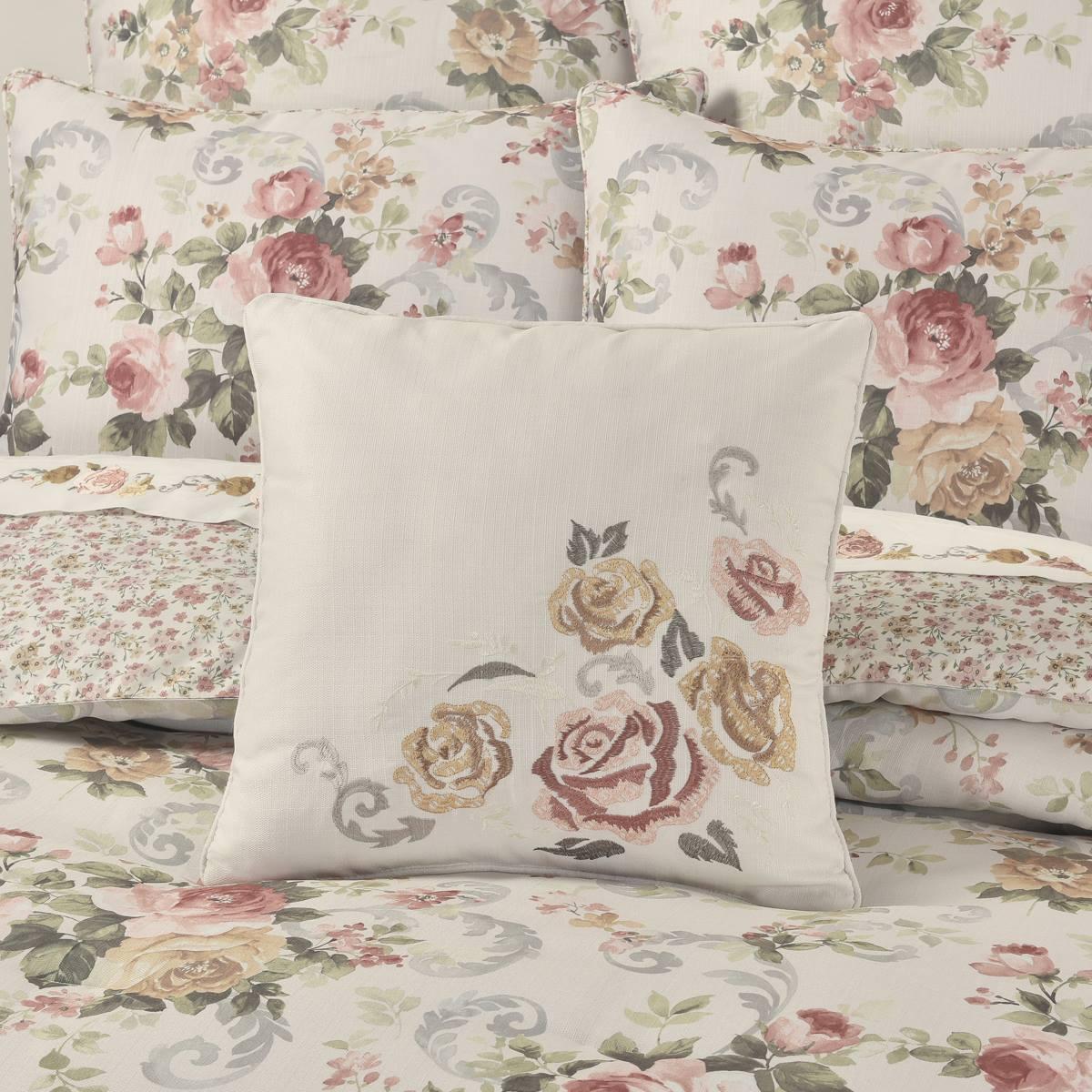 Royal Court Chablis Embroidered Square Decorative Pillow-16x16