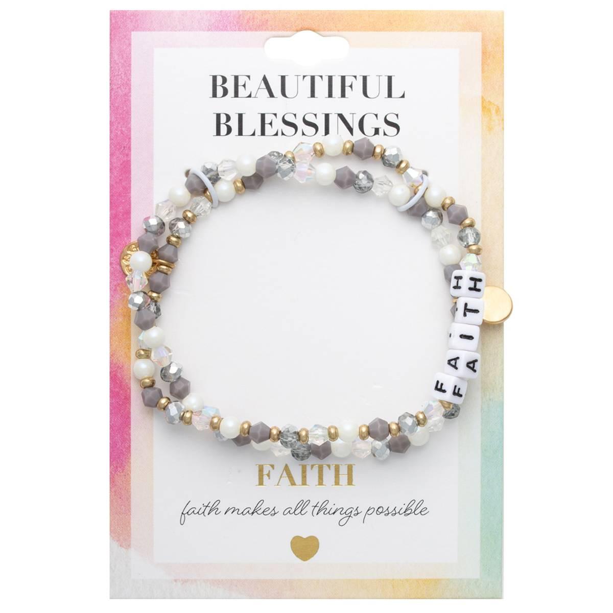 Beautiful Blessings 2 Row Stone Faith Stretch Bracelet