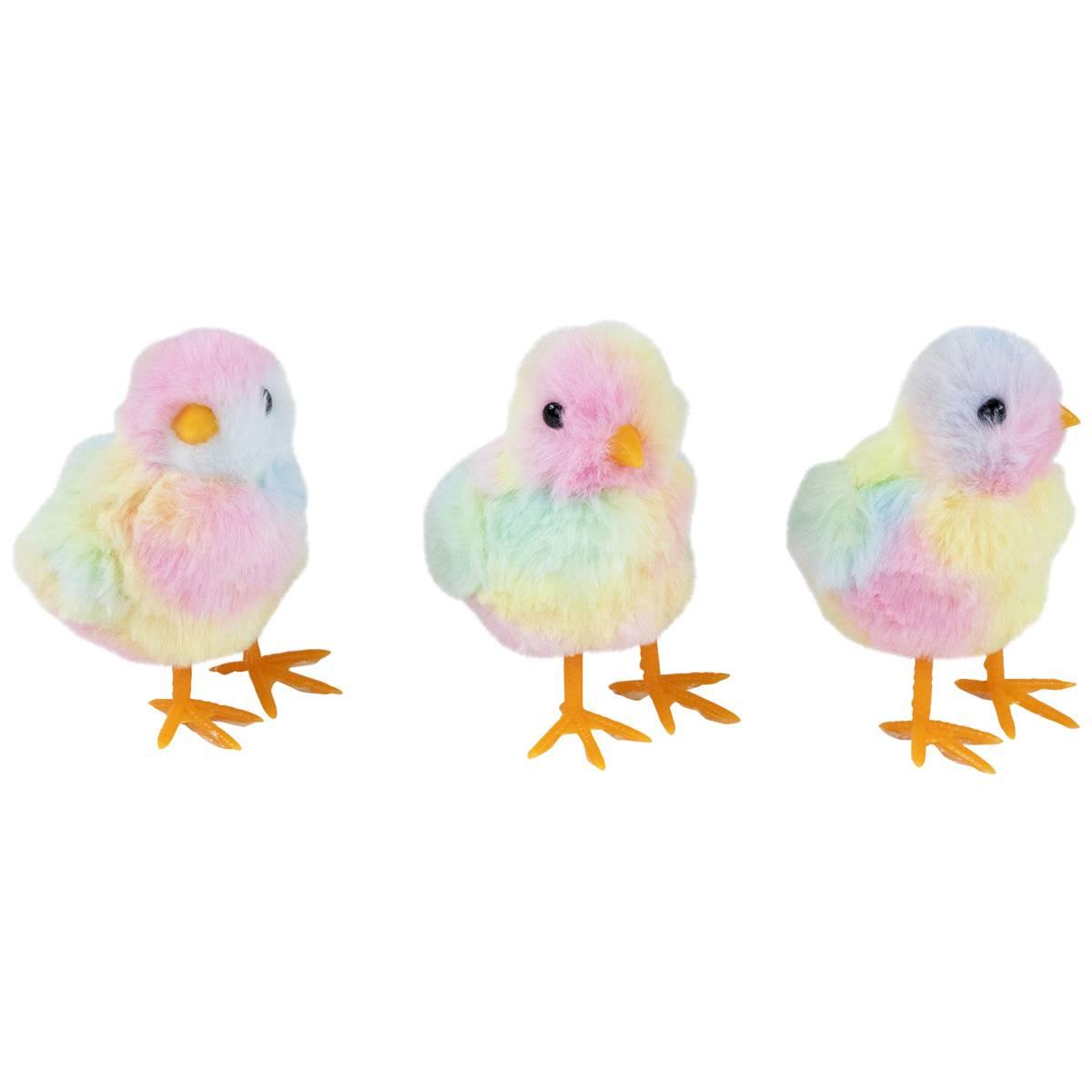 Northlight Seasonal Tie Dye Easter Chick Figurines - Set of 3