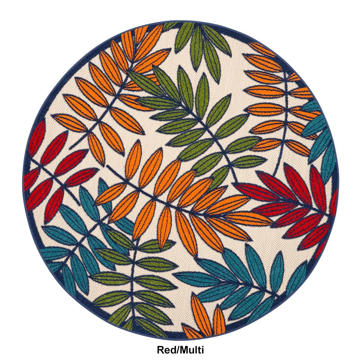 Nourison Aloha Leaf Print Round Rug