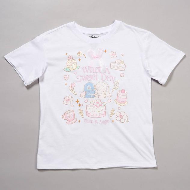 Girls (7-16) Disney Stitch & Angel Short Sleeve Sweet Day Tee