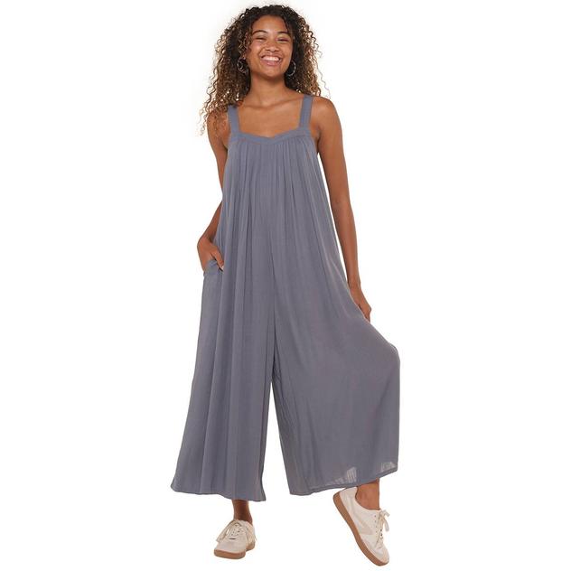 Juniors Hunter & Brown Crosshatch Wide Leg Cropped Jumpsuit