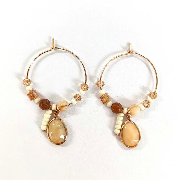 Ashley Cooper™ Gold-Tone Neutral Drop Beaded Hoop Earrings