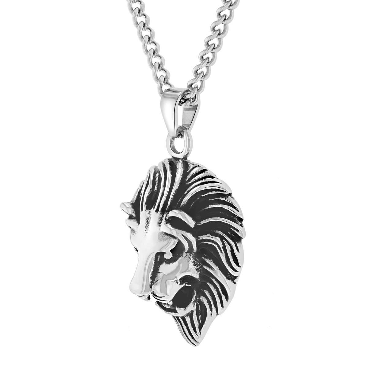 Mens Gentlemen's Classics™ Stainless Steel Lion Head Pendant