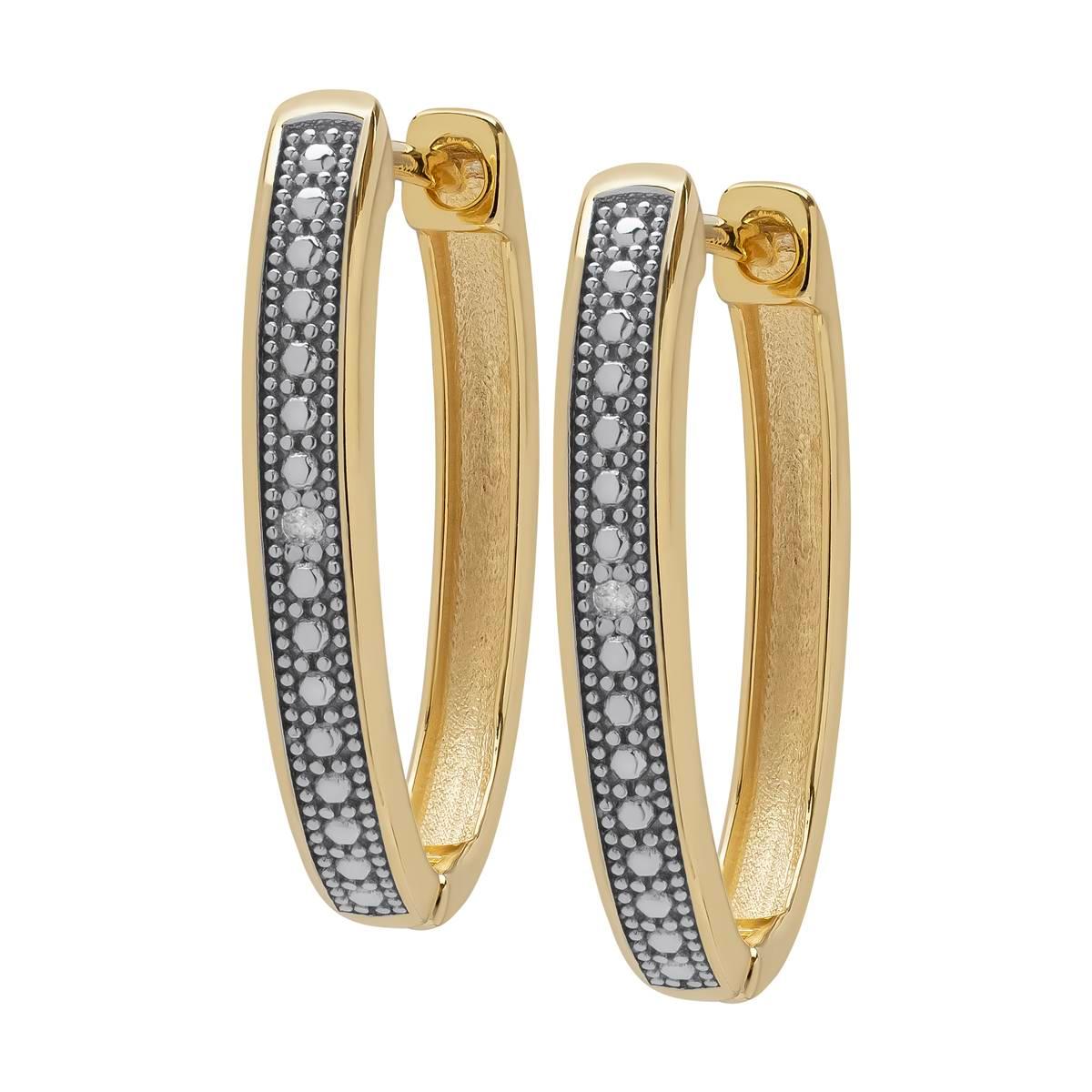 Gianni Argento Yellow Gold Plated Diamond Accent Hoop Earrings
