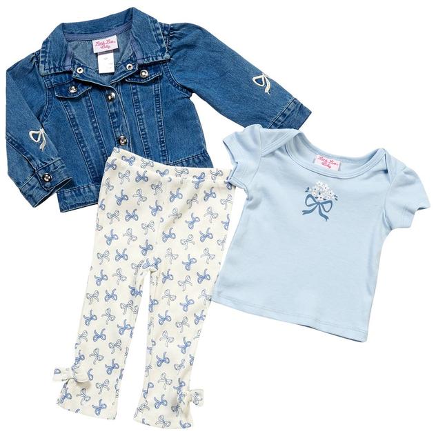 Baby Girl (12-24M) Little Lass® 3pc. Bow Tee & Denim Jacket Set