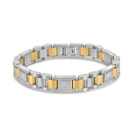 Mens Forever New Stainless Steel Two Tone CZ Bracelet