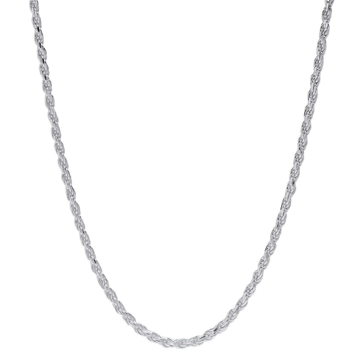 Sterling Silver 24in. Polished Solid Rope Chain Necklace