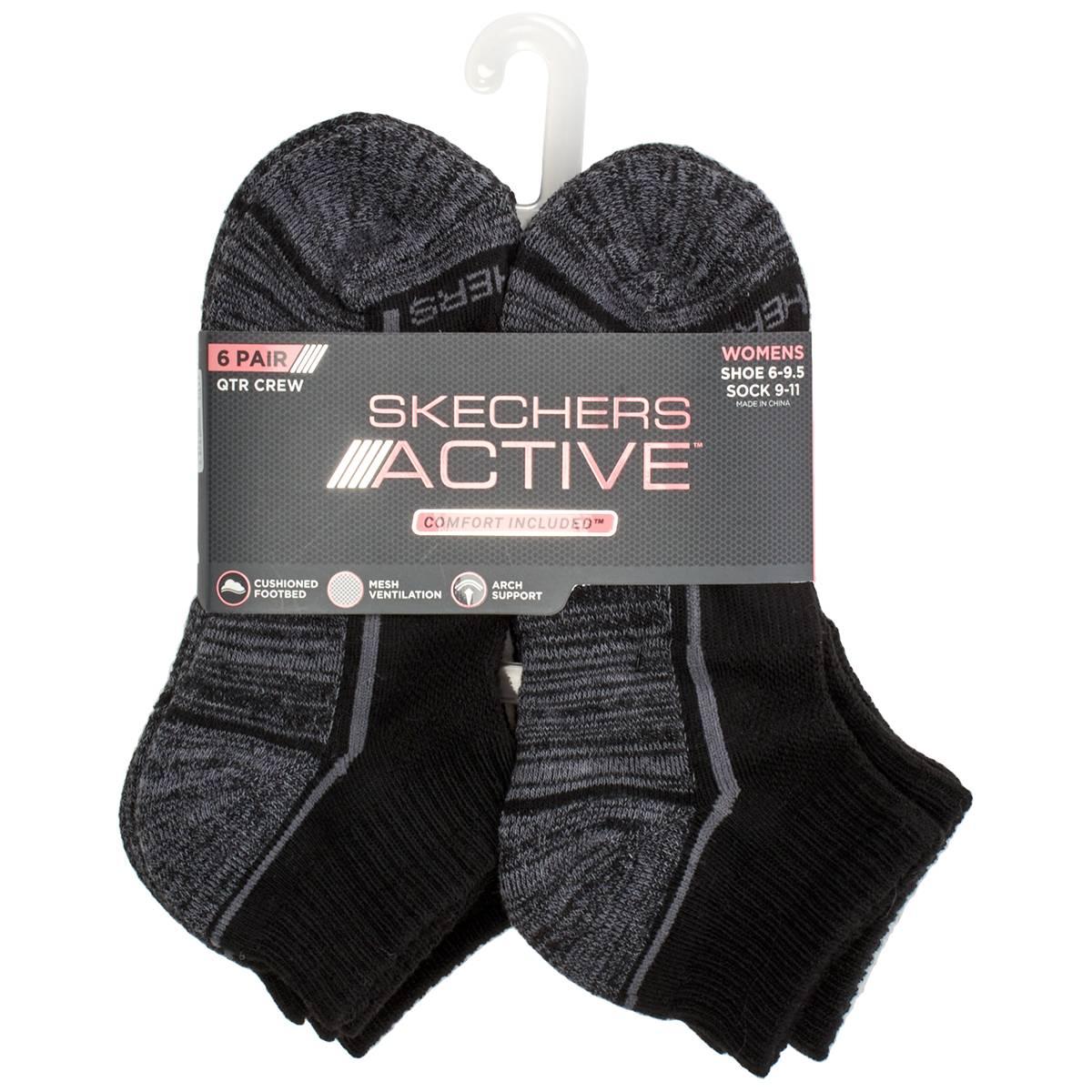 Womens Skechers 6pk. Terry Quarter Crew Socks