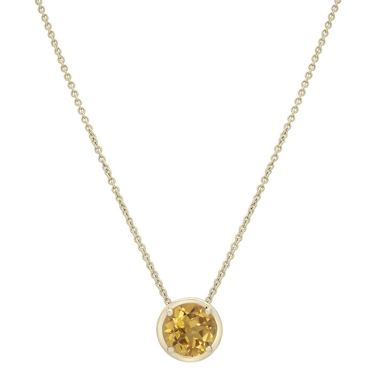 Gold Plated Citrine Center Stone Pendant Necklace