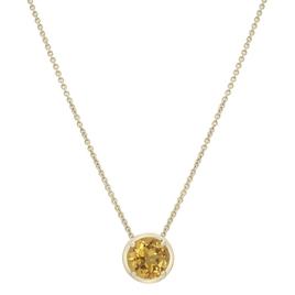 Gold Plated Citrine Center Stone Pendant Necklace